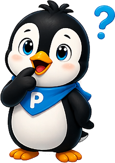 Zmatený tučňák Pingu s otazníkem